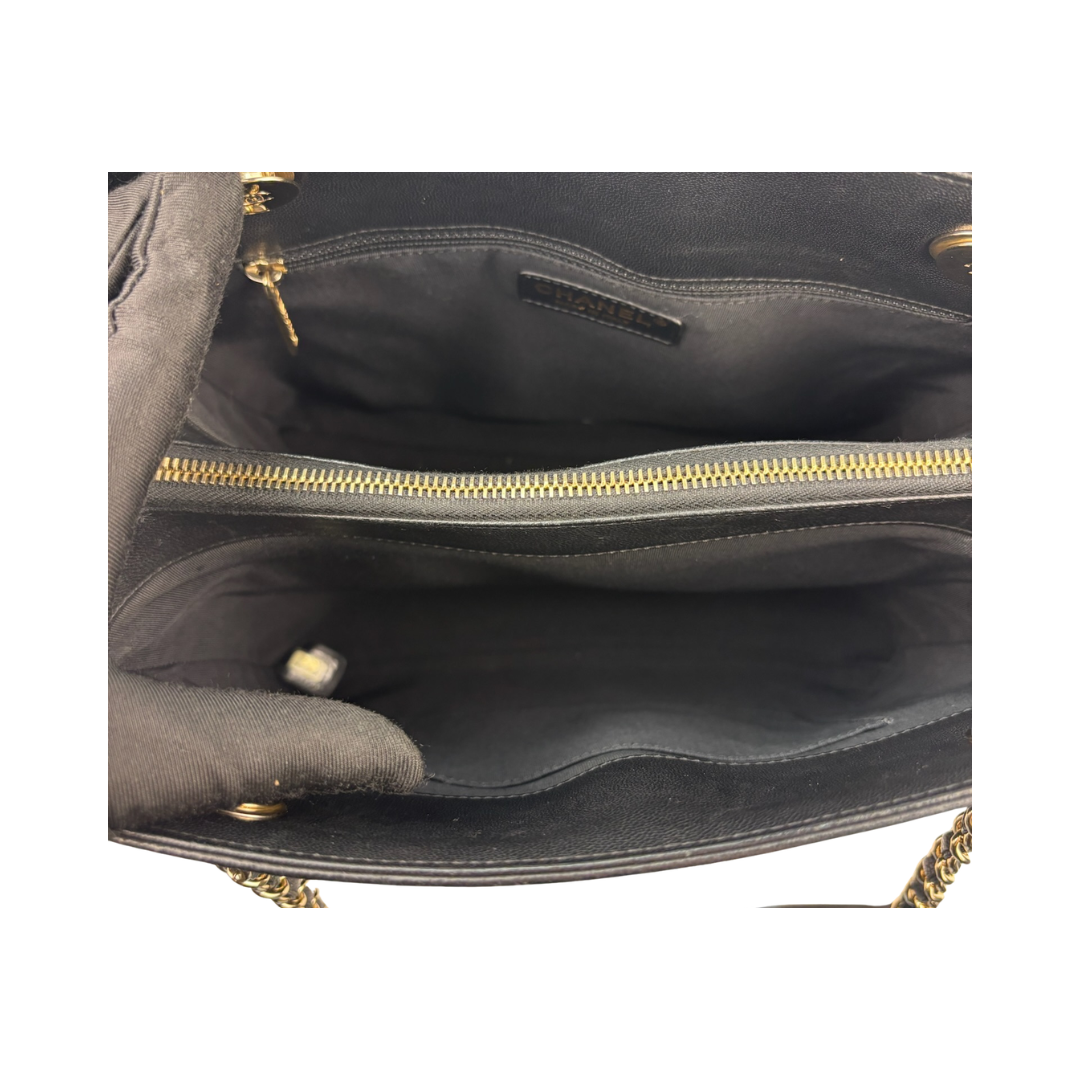 Chanel Black Chevron Mademoiselle Shopping Tote