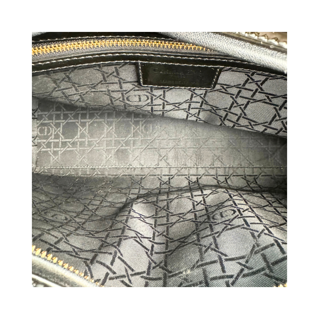 Dior Black Patent Large Lady Dior