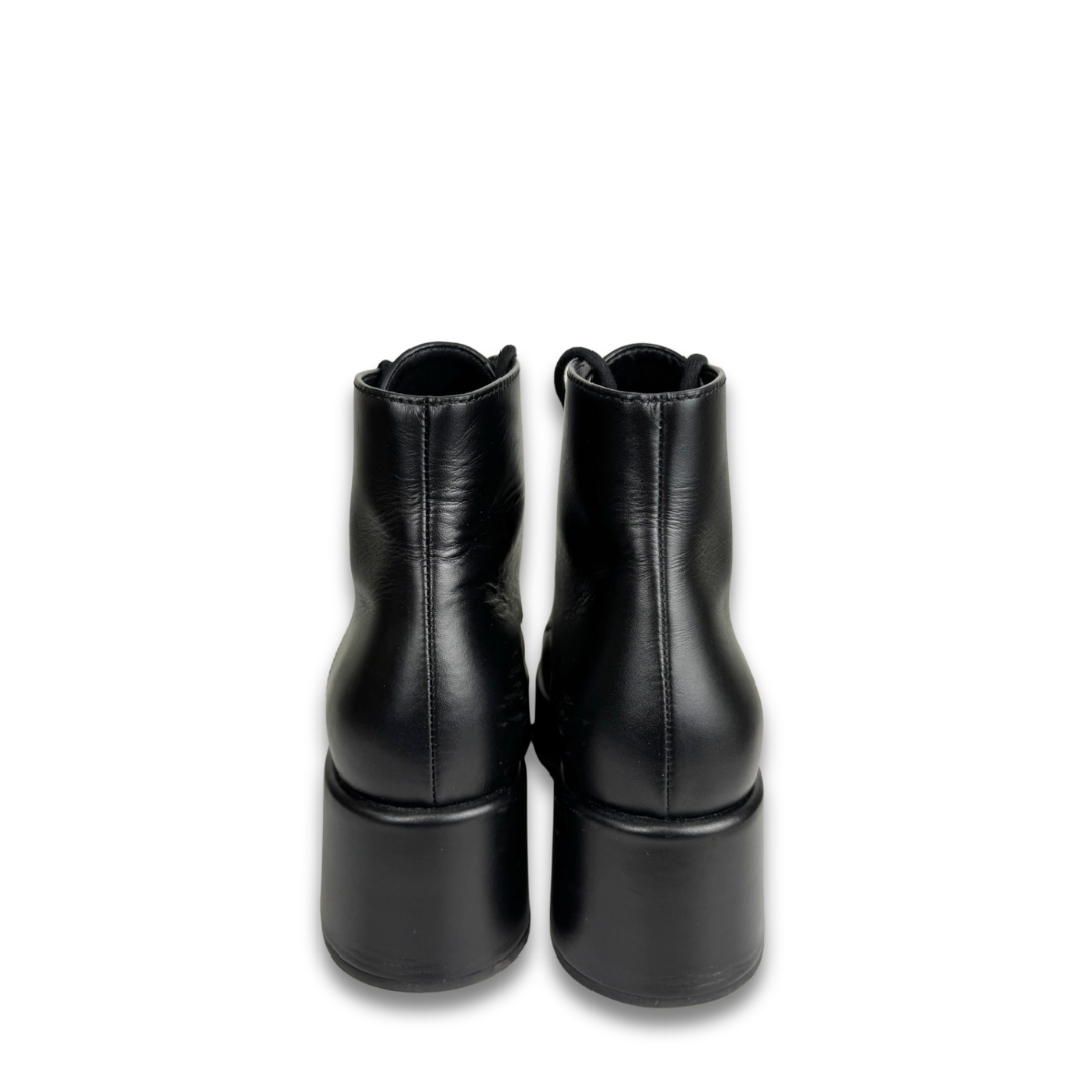 Chanel Calfskin Velvet CC Cap Toe Boot- Size 38.5