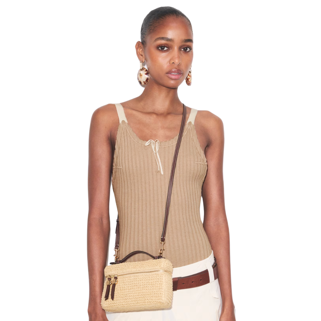 Tory Burch Romy Straw Slim Top Handle