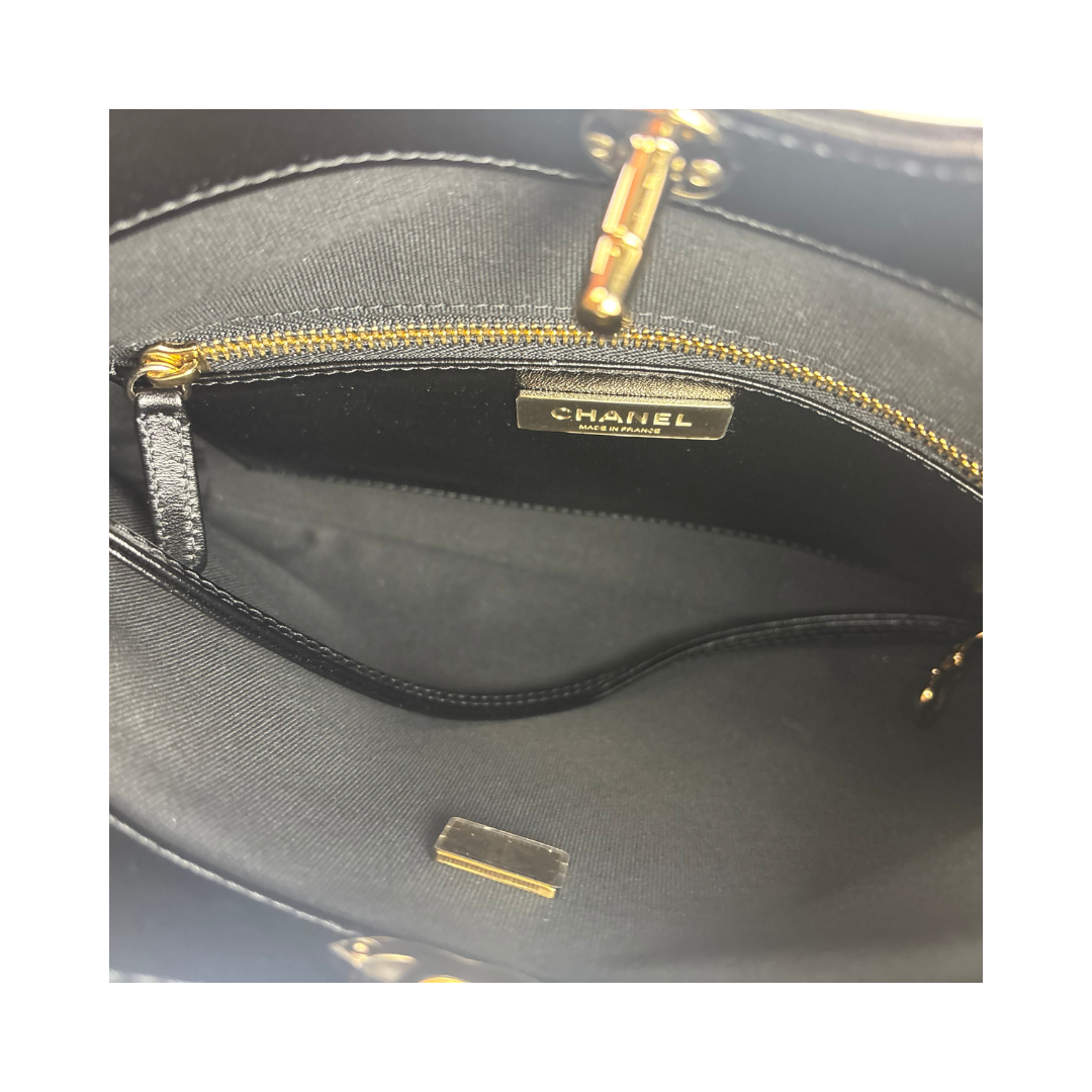 Chanel Black Woven Patent Mini 31 Shopping Bag