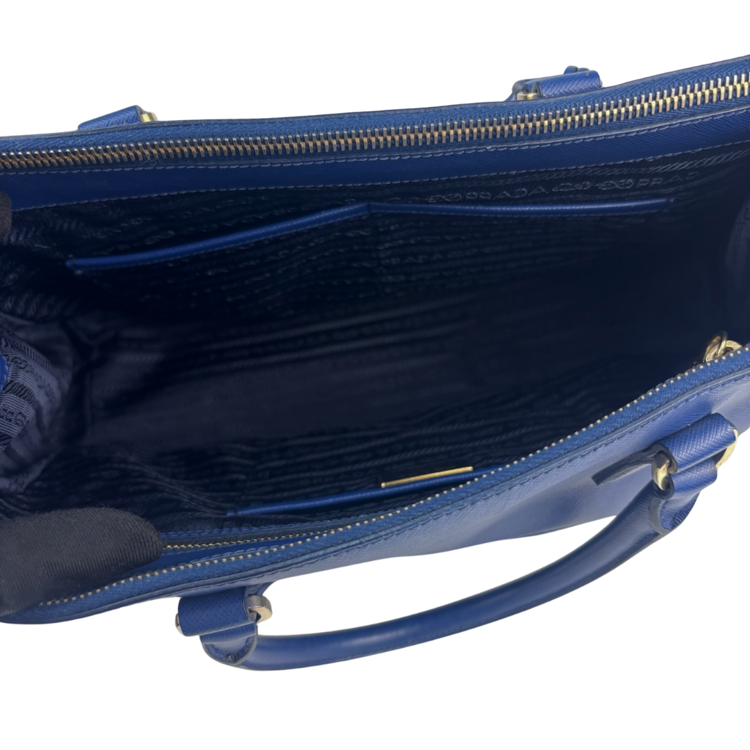 Prada Medium Blue Double Zip Galleria