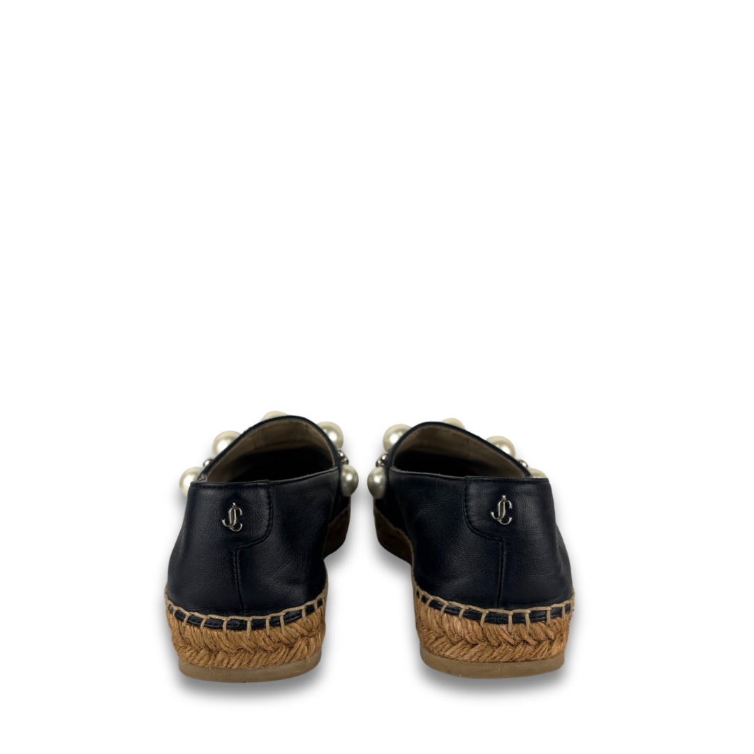 Jimmy Choo Dru Pearl Leather Espadrilles - Size 36