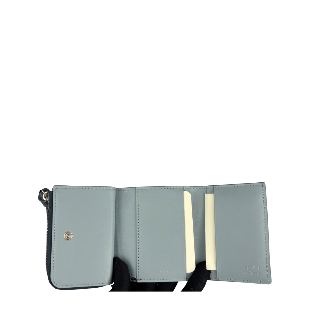 Fendi Blue Peekaboo Micro Trifold Wallet
