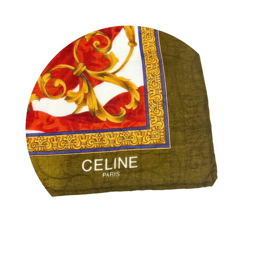 Celine Red Baroque Cotton Handkerchief