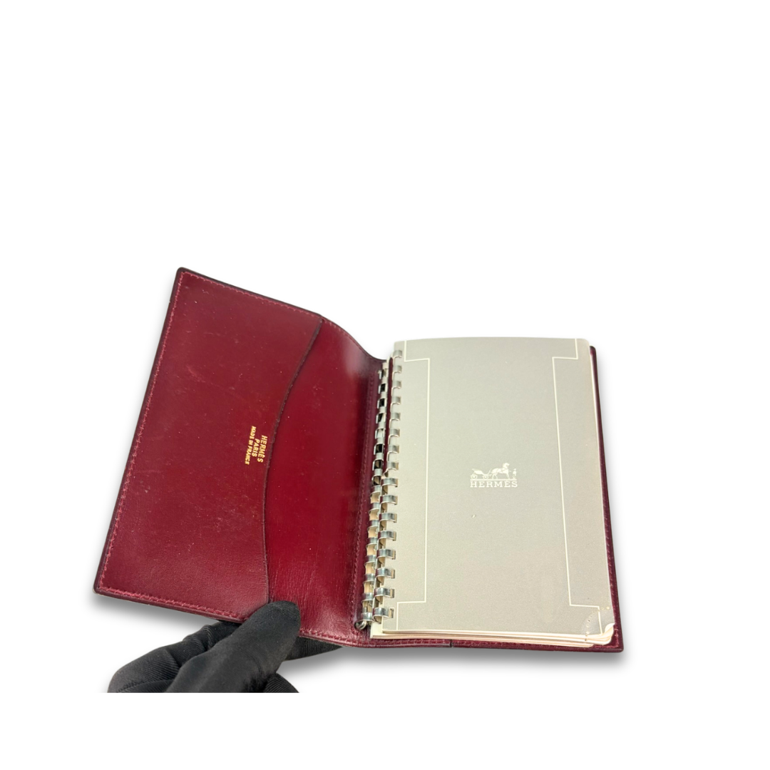 Hermès Burgundy Box Calf Globe Trotter Agenda PM