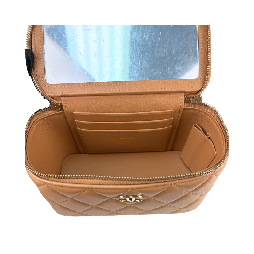 Chanel Tan Classic Small Top Handle Vanity