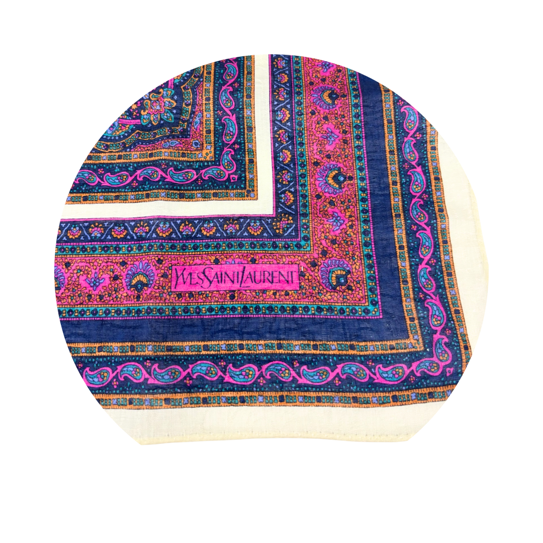 YSL Paisley Printed Cotton Handkerchief