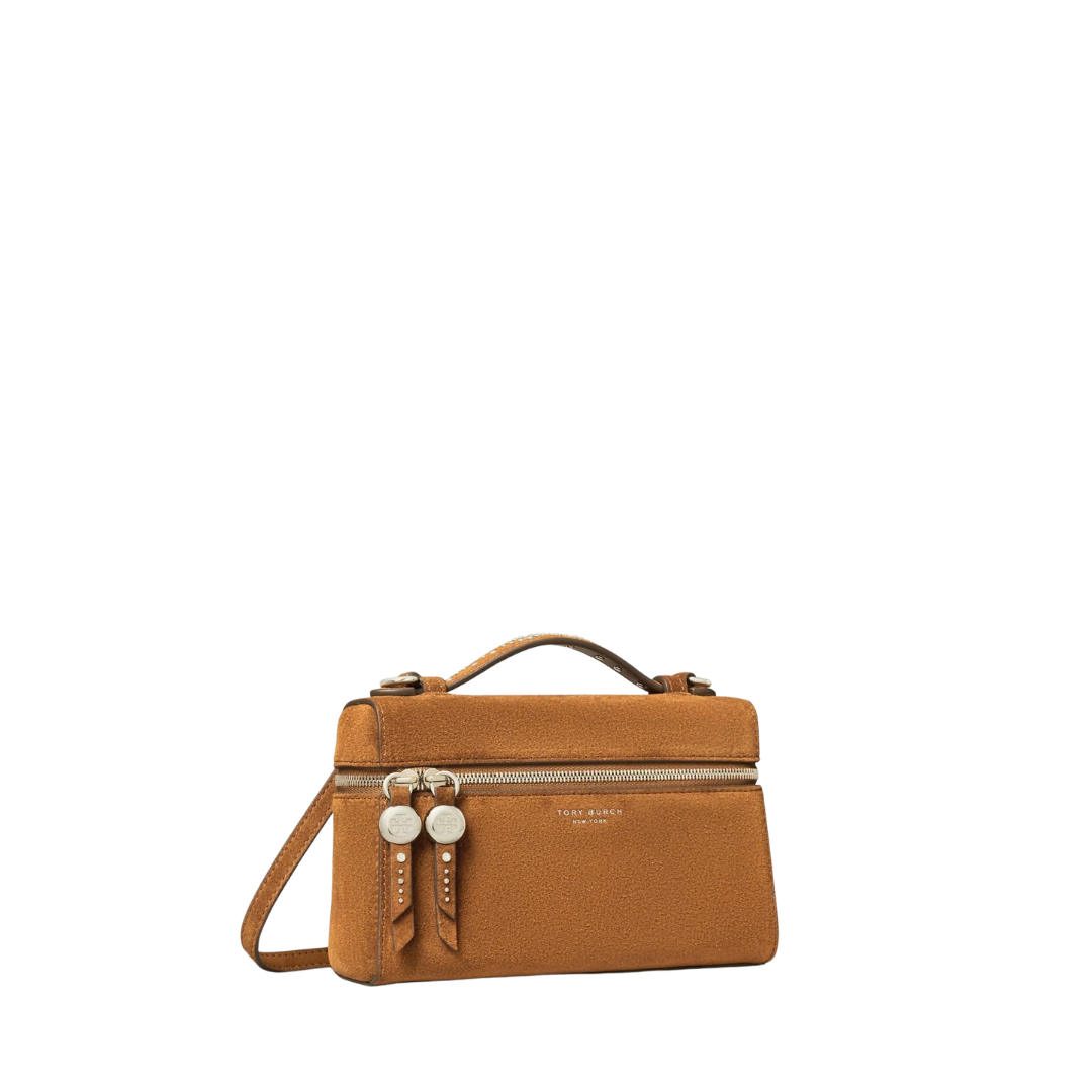 Tory Burch Romy Studded Suede Slim Top Handle