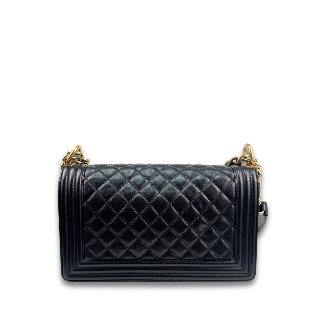 Chanel Black Calfskin Old Medium Boy Bag