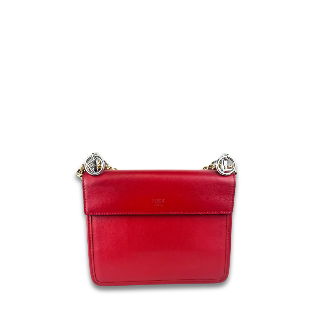 Fendi Red Leather I F Kan Small Shoulder Bag