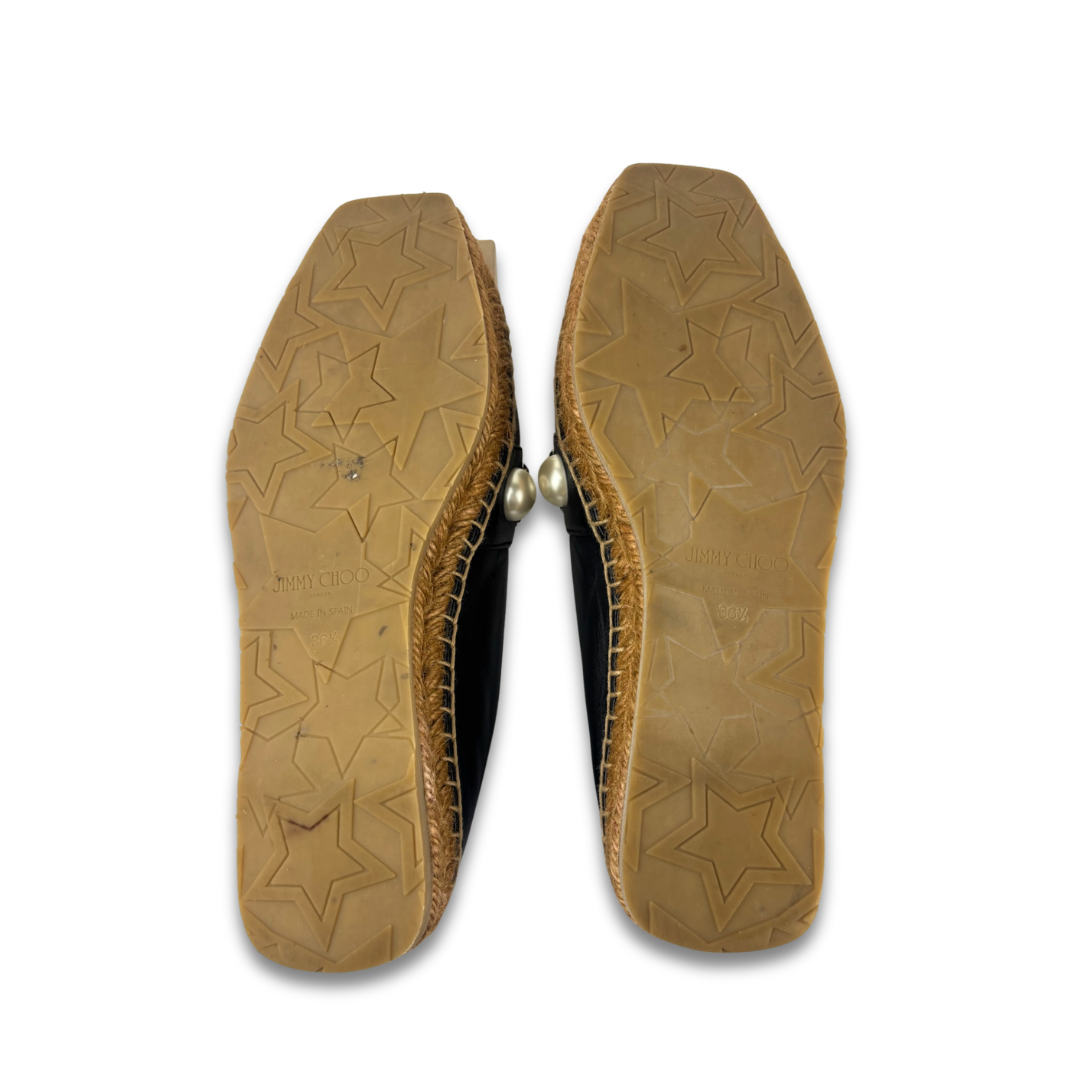 Jimmy Choo Dru Pearl Leather Espadrilles - Size 36