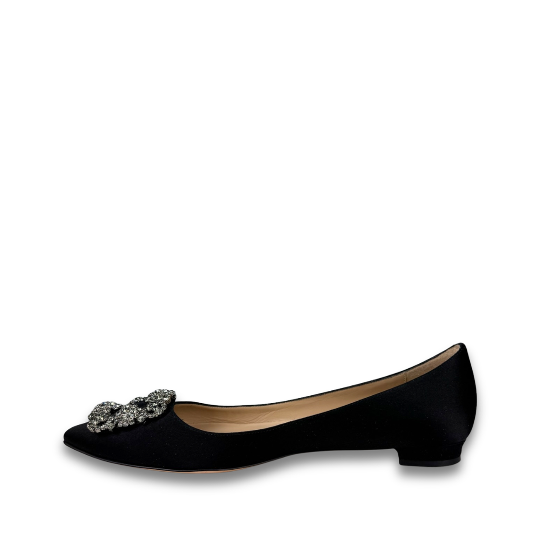 Manolo Blahnik Satin Hangisi Flats - Size 39.5