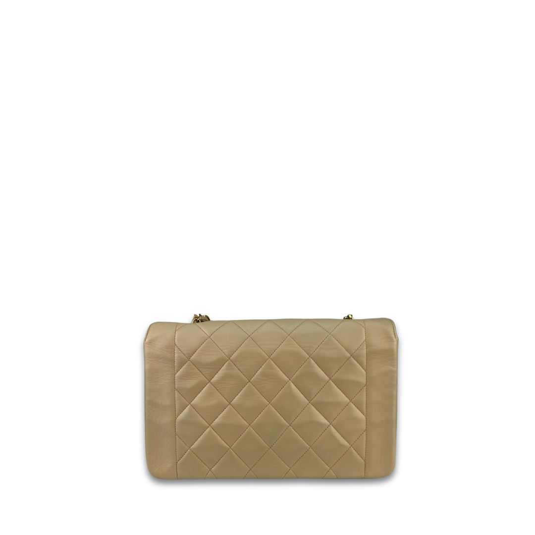 Chanel Beige Lambskin Medium Diana