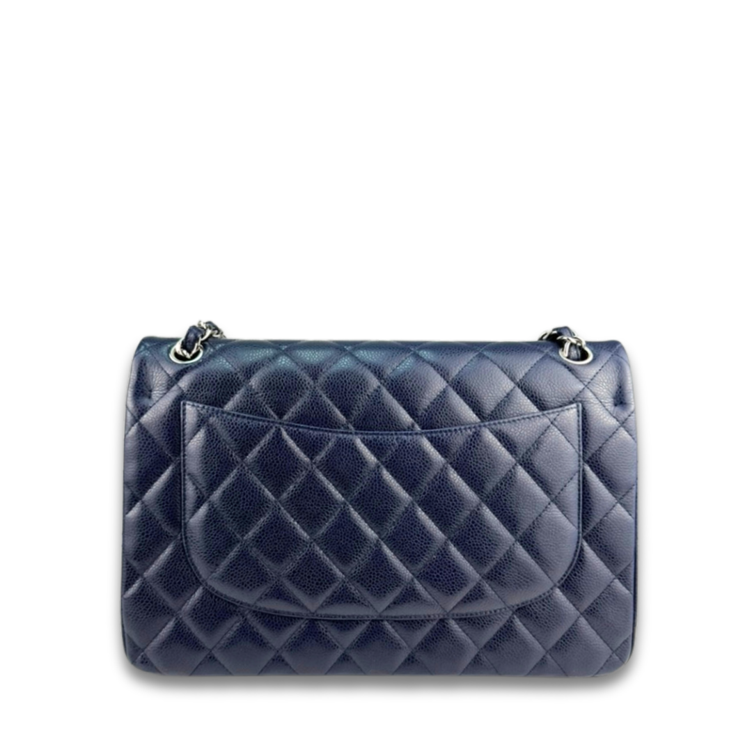 Chanel Navy Caviar Classic Jumbo Double Flap