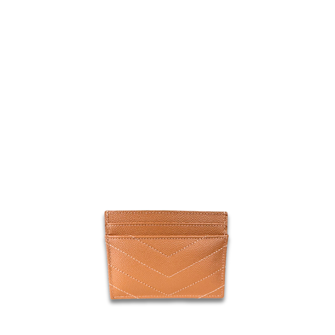 YSL Warm Beige Cassandre Grain de Poudre Leather Card Case