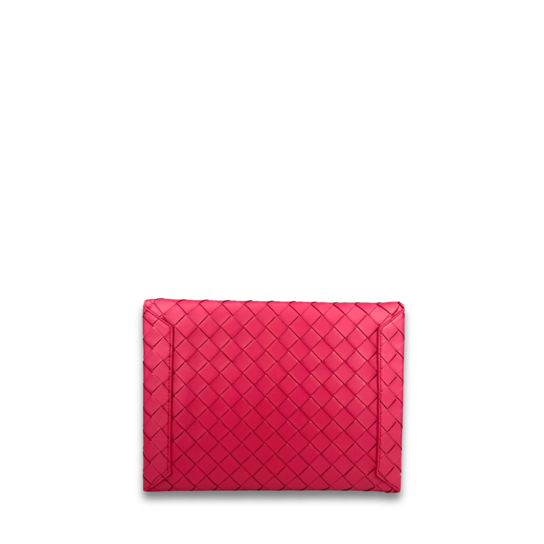 Bottega Veneta Pink Intrecciato Flap Clutch
