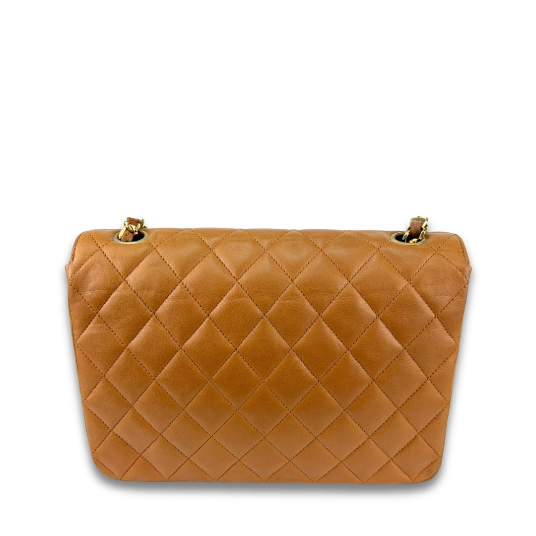 Chanel Camel Lambskin Halfmoon Shoulder Bag