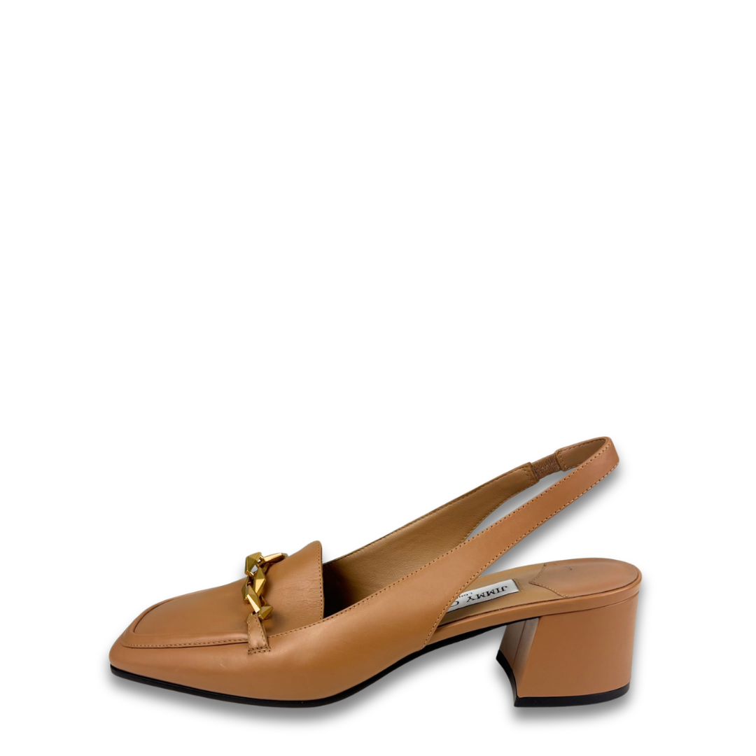 Jimmy Choo Tan Diamond Tilda 45 Slingbacks- Size 40