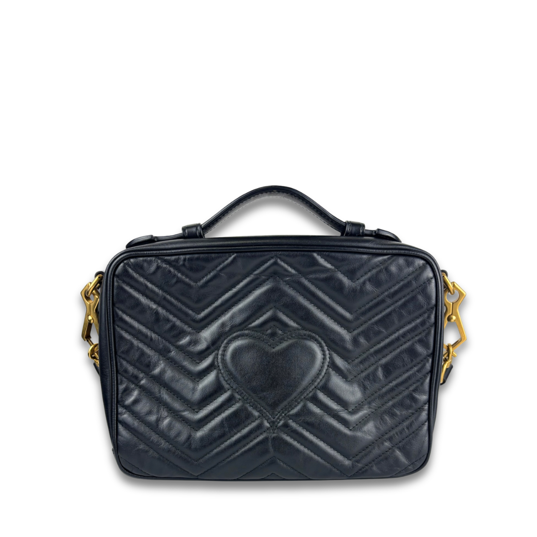 Gucci Black Marmont Medium Top Handle Messenger