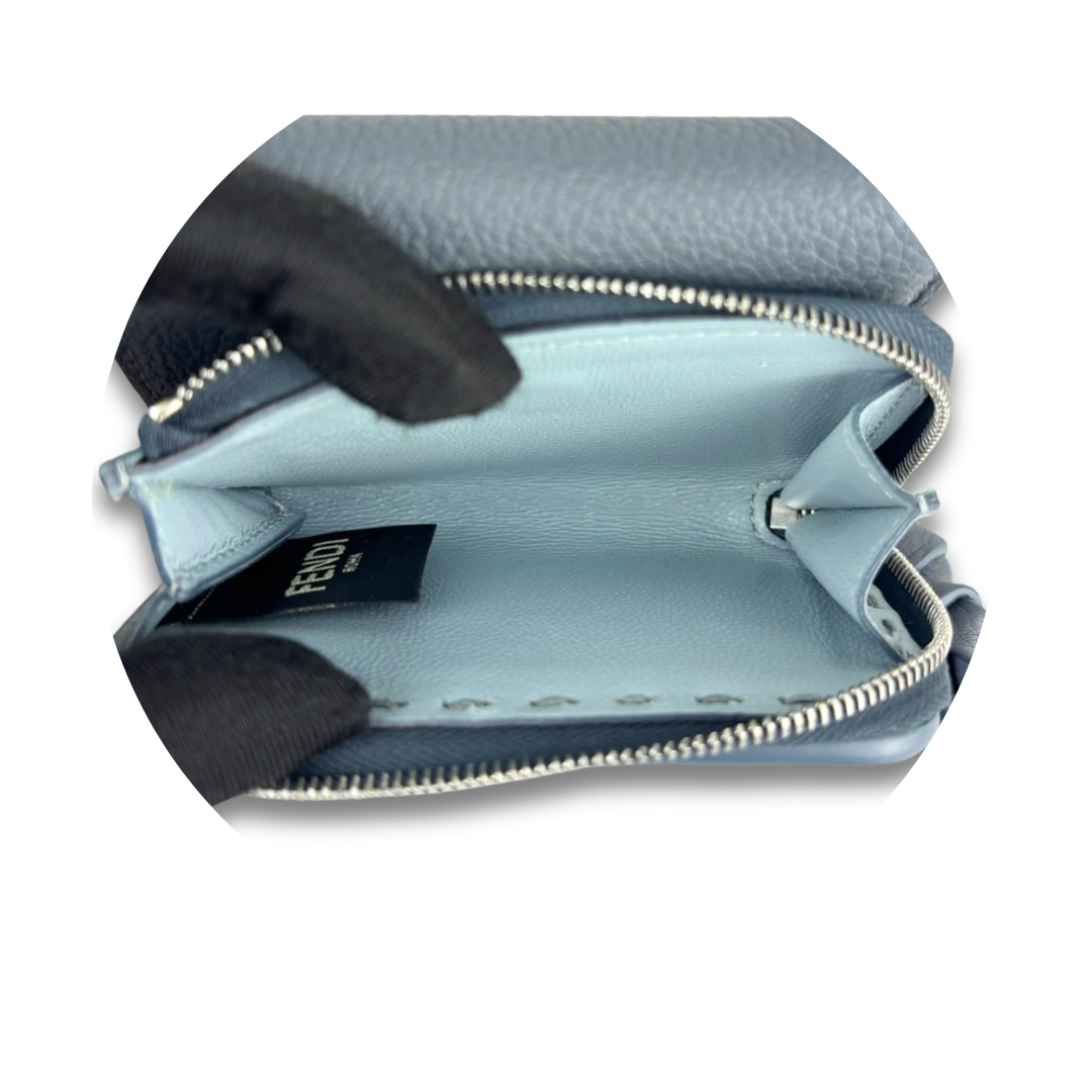 Fendi Blue Peekaboo Micro Trifold Wallet