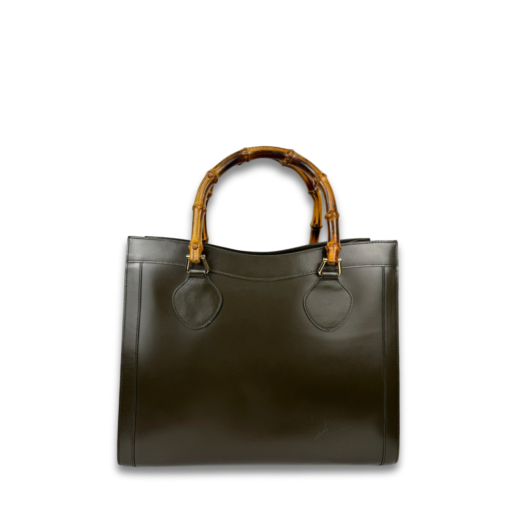 Gucci Diana Green Bamboo Tote Bag