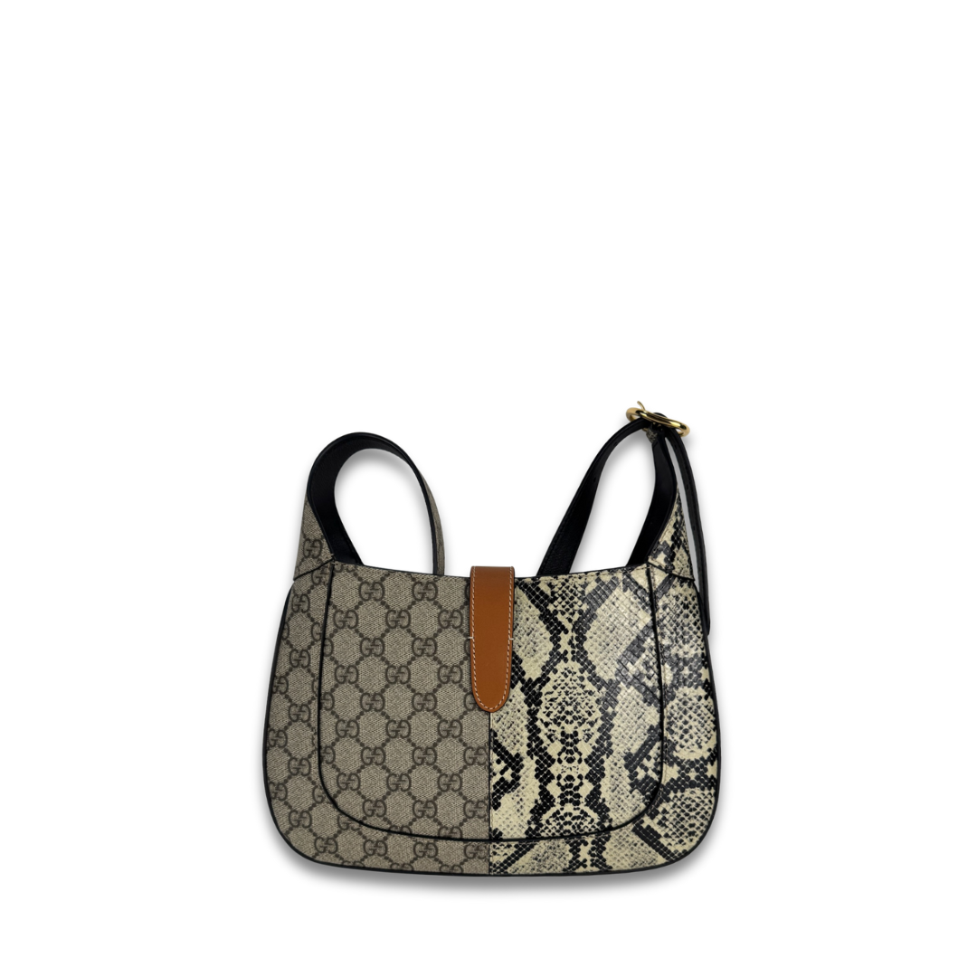 Gucci GG Monogram Snakeskin Small Jackie 1961 Hobo