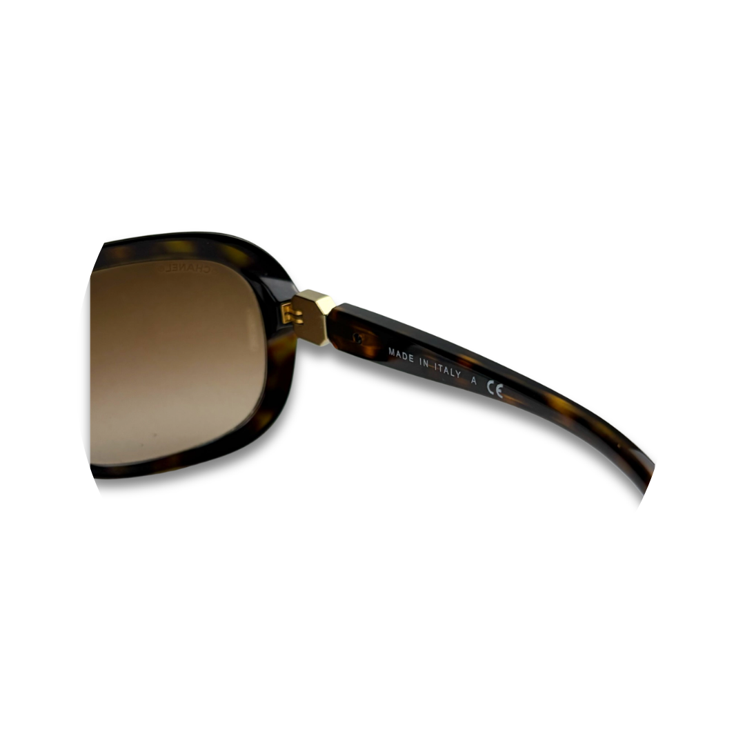 Chanel Tortoiseshell Brown Logo Sunglasses