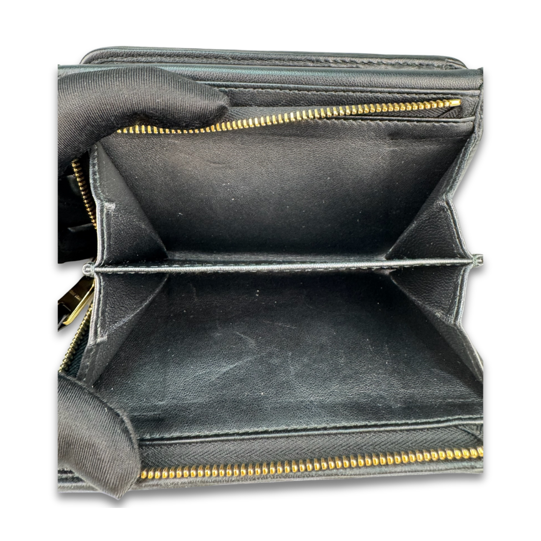 Miu Miu Black Matelasse Mid Size Wallet