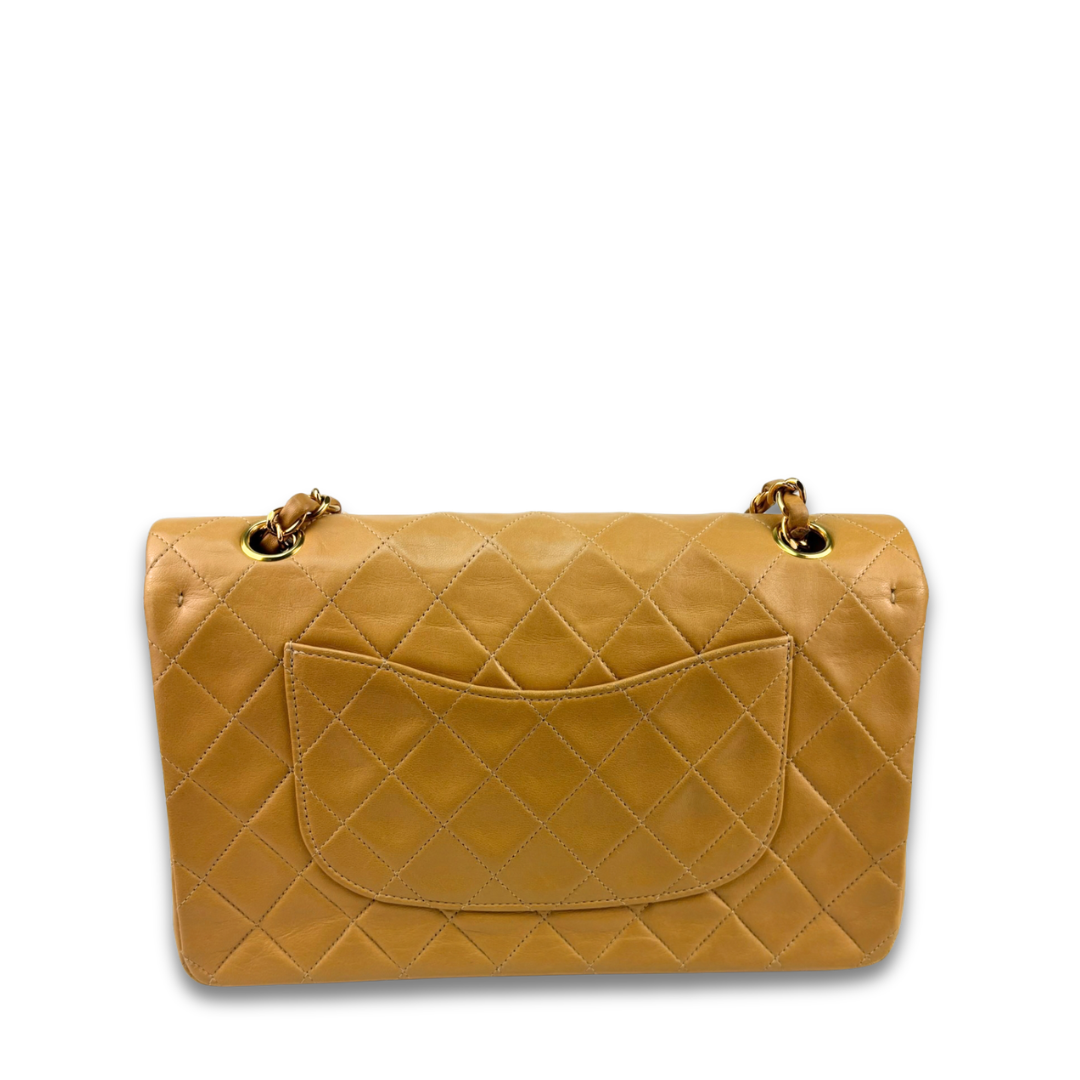 Chanel Camel Lambskin Classic Medium Double Flap