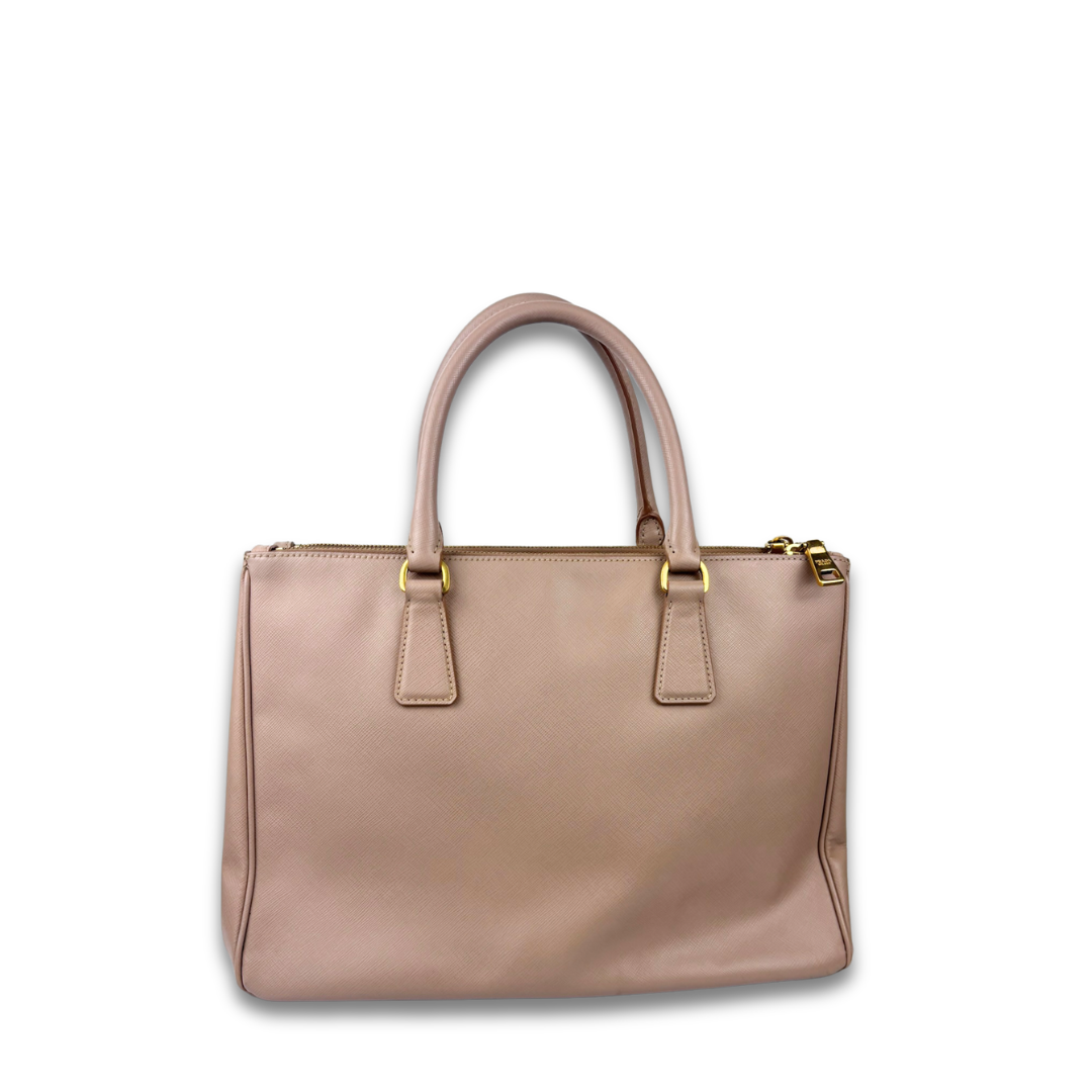 Prada Beige Saffiano Medium Double Zip Galleria