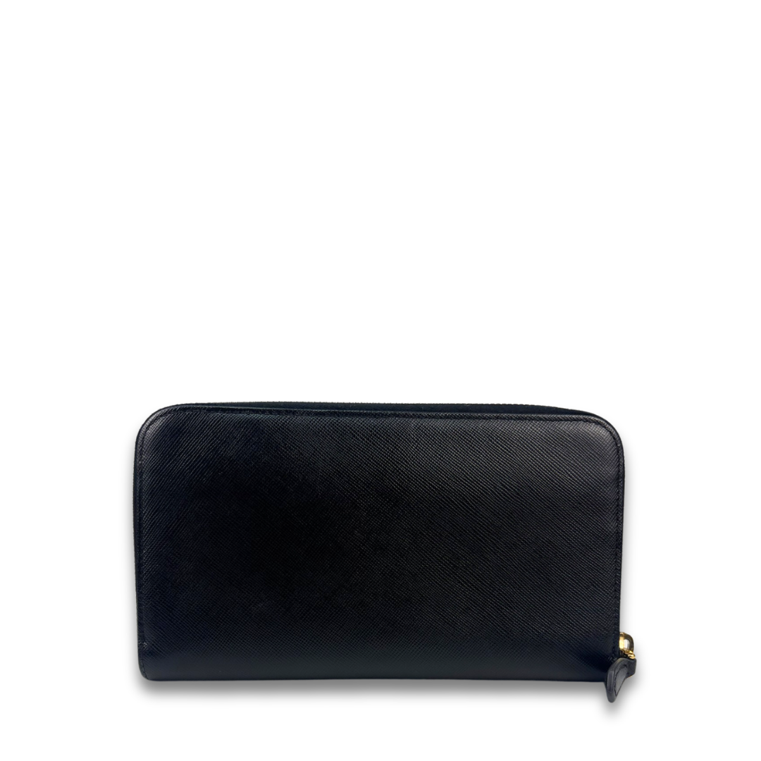 Prada Black Saffiano Zipper Wallet