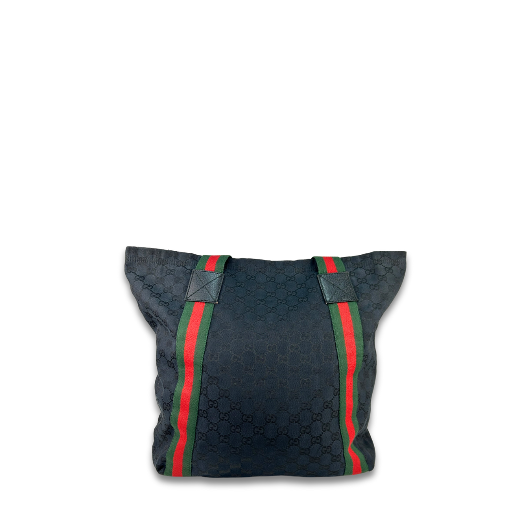 Gucci Black Canvas Web Tote