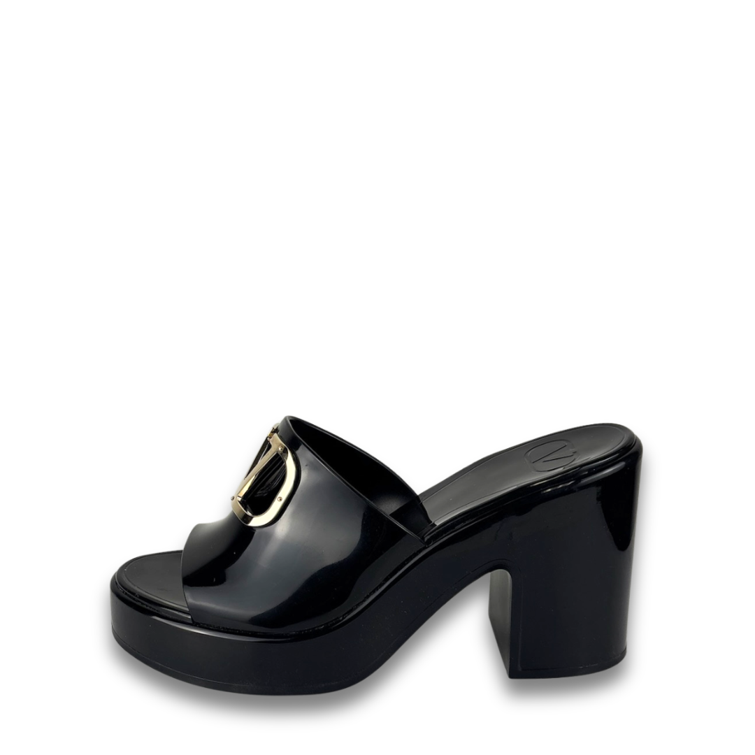 Valentino Shiny Rubber VLogo Mules - Size 37