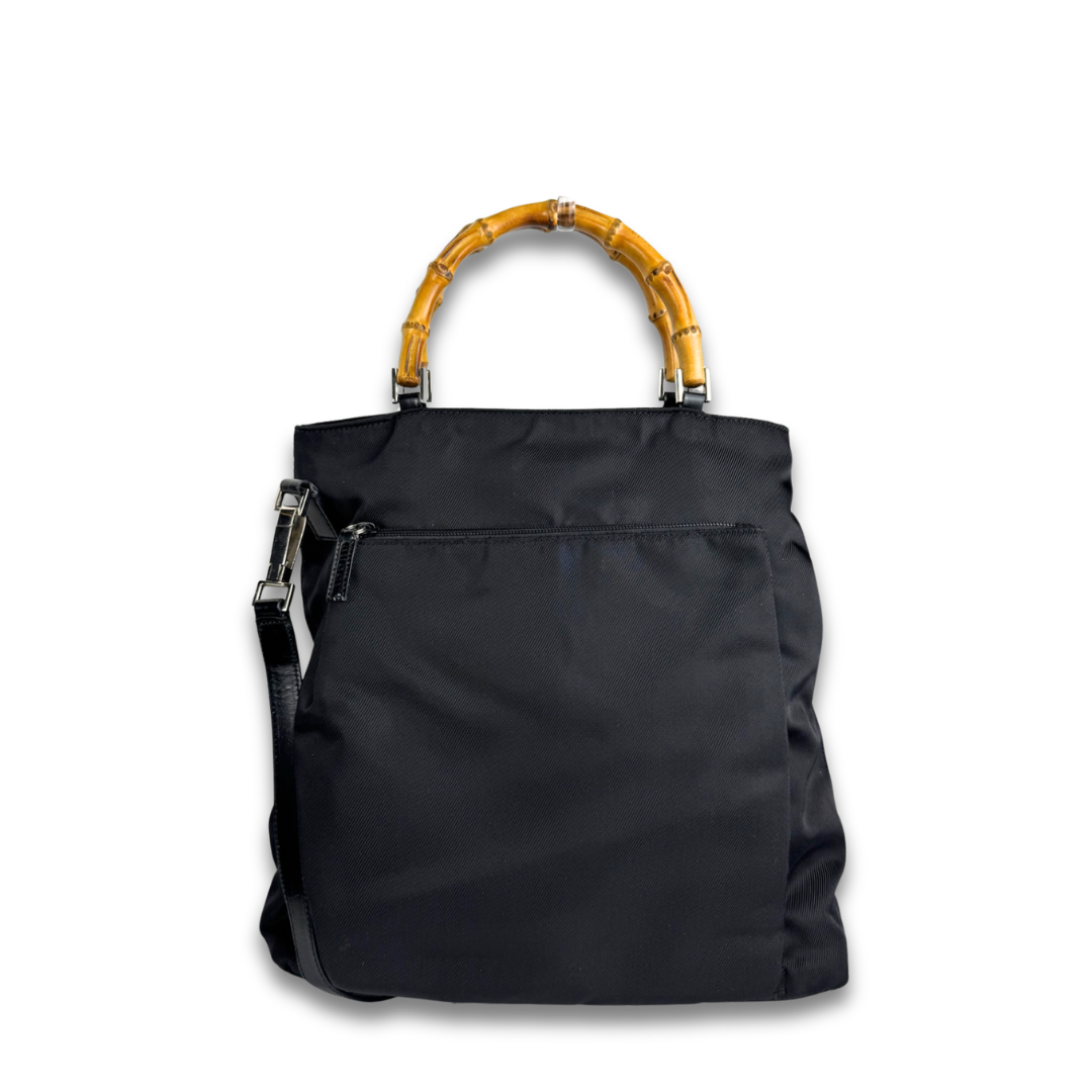 Gucci Nylon Bamboo Two Way Handbag