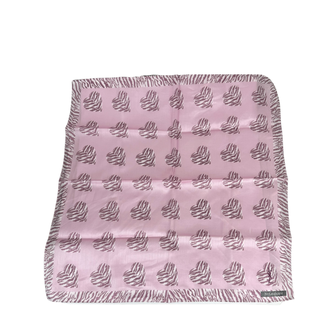 YSL Pink Zebra Hearts Handkerchief