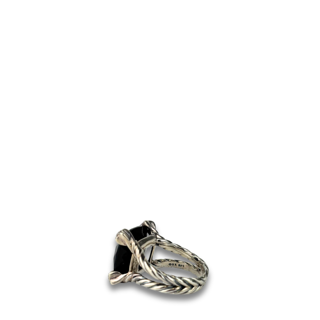 David Yurman Black Onyx Split Shank Ring - Size 7.5