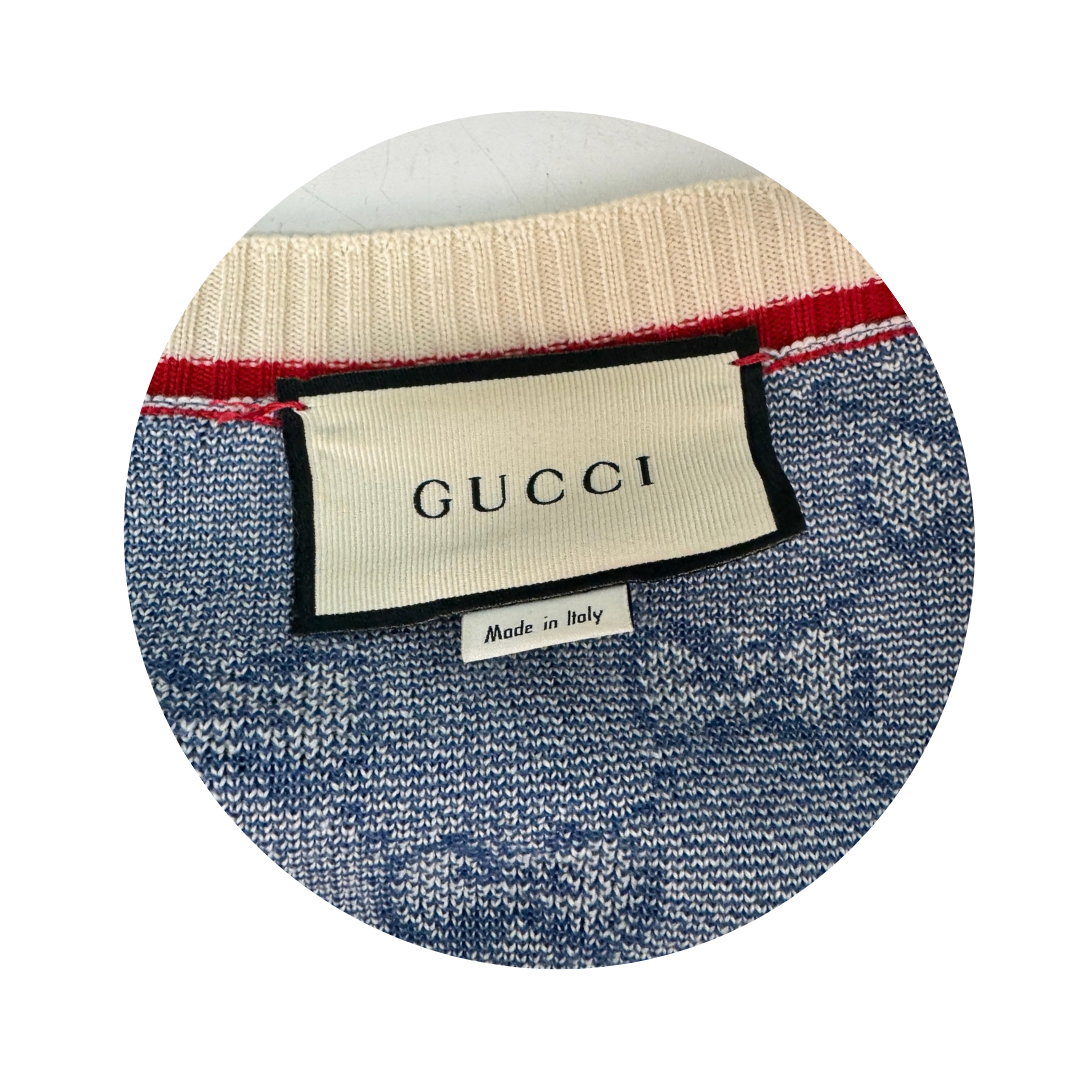 Gucci Blue GG Monogram Cardigan Sweater