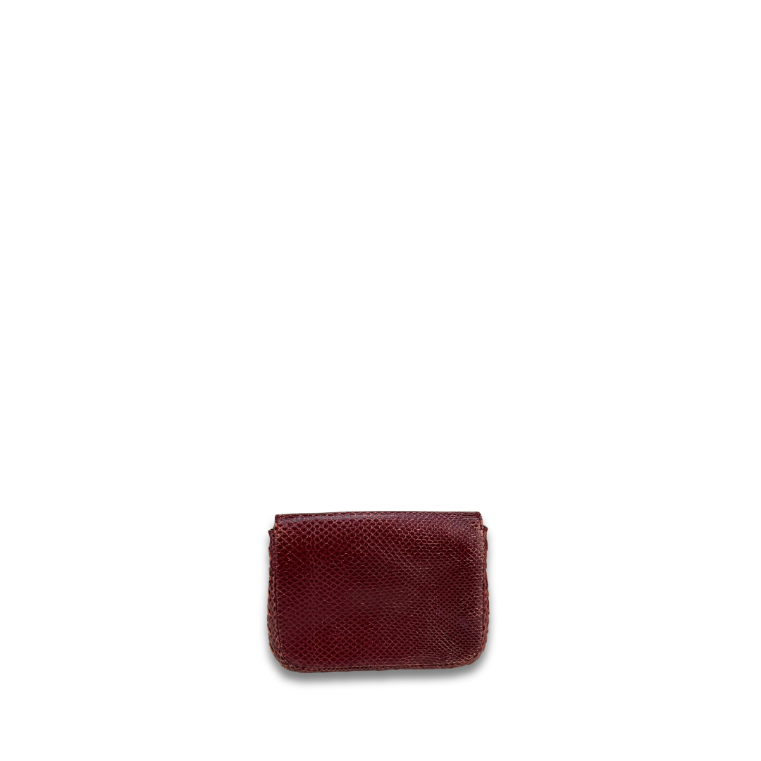 Bottega Veneta Burgundy Lizard Intrecciato Wallet