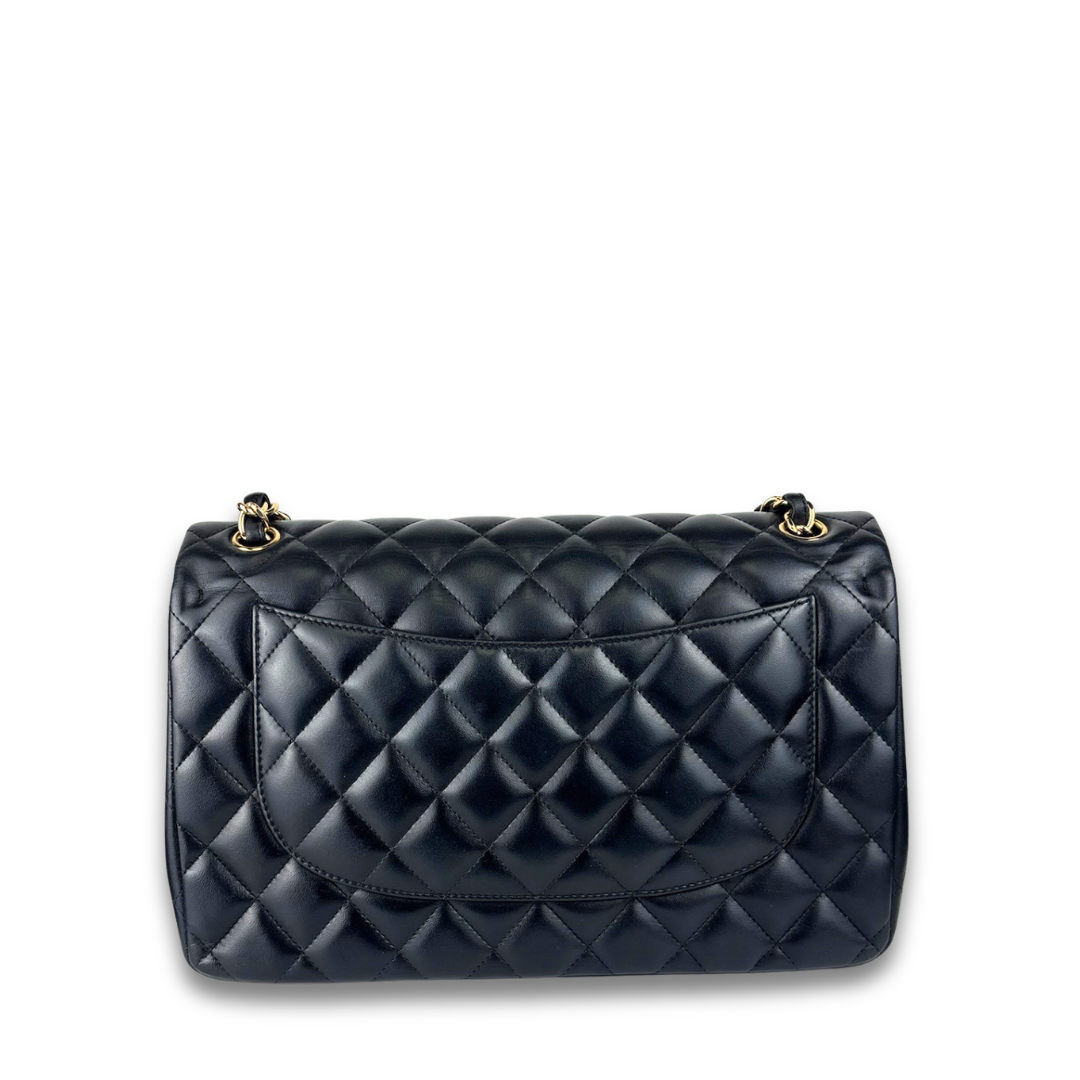 Chanel Black Lambskin Classic Jumbo Double Flap