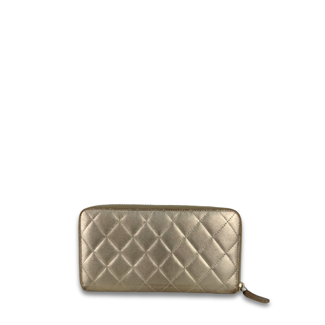 Chanel Metallic Gold Zipper Wallet