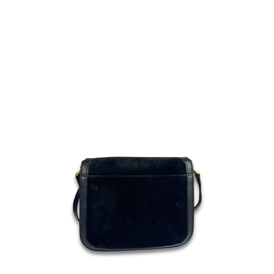 YSL Black Suede Solferino Medium Soft Satchel