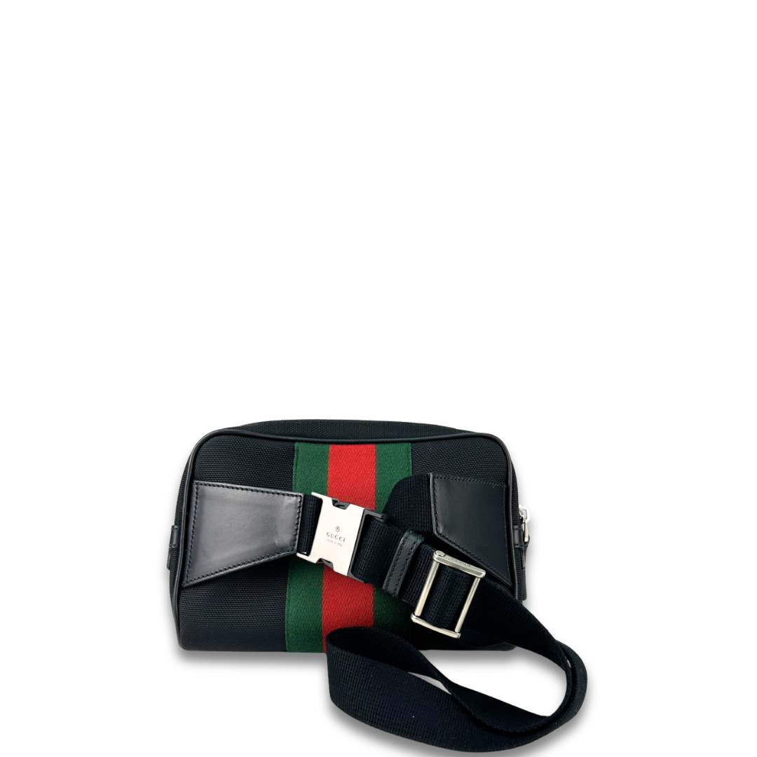 Gucci Black Techno Canvas Web Belt Bag
