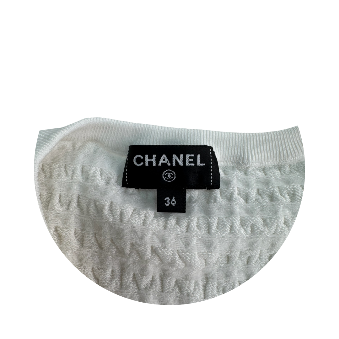 Chanel White Ruched Mini Dress - Size 36