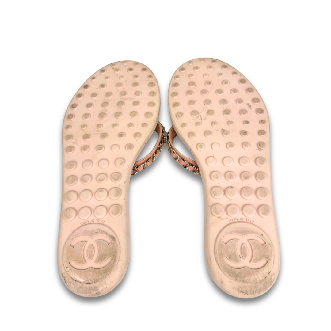 Chanel Pink Terry Cloth Thong Sandal - Size 38