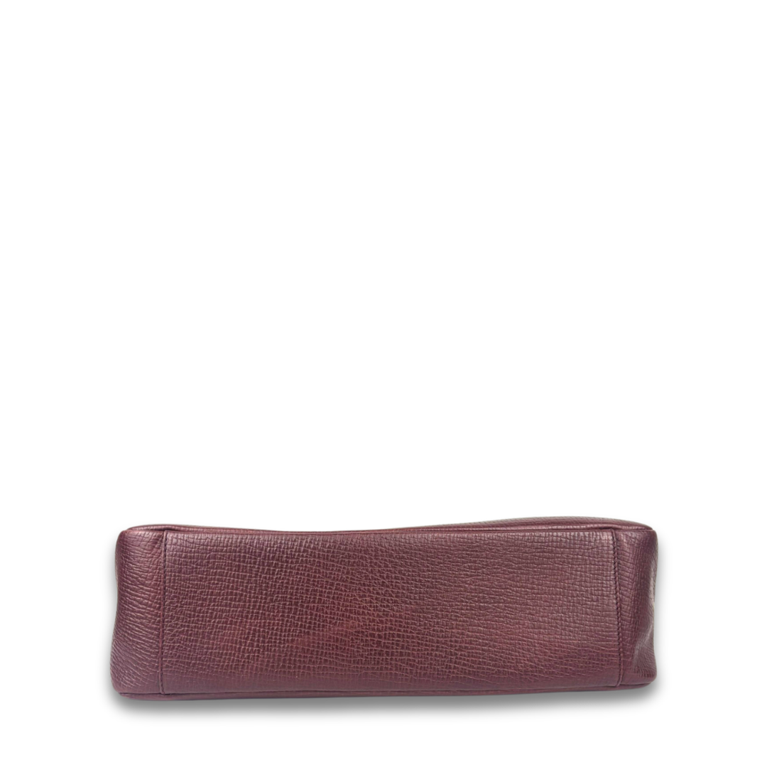 Loewe Burgundy Textured Leather Shoulder Bag