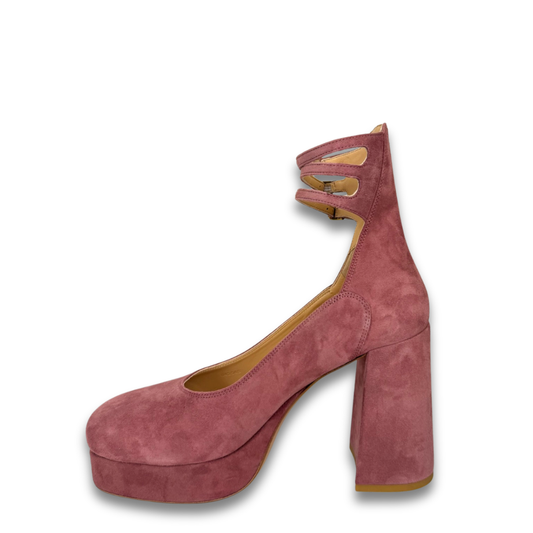 Chloe Dusty Rose Suede Loti 100 Platform Heels - Size 37