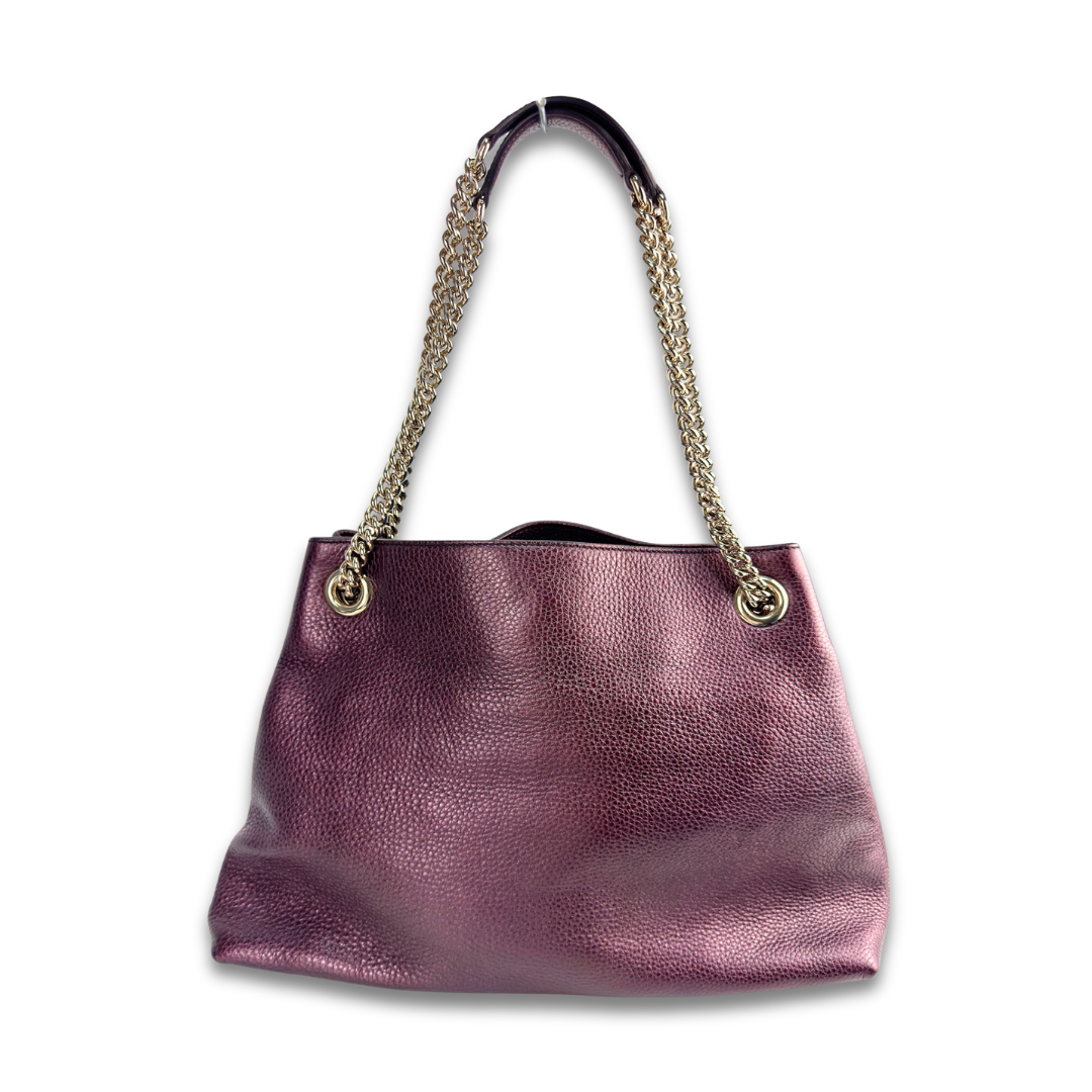 Gucci Metallic Purple Soho Chain Tote