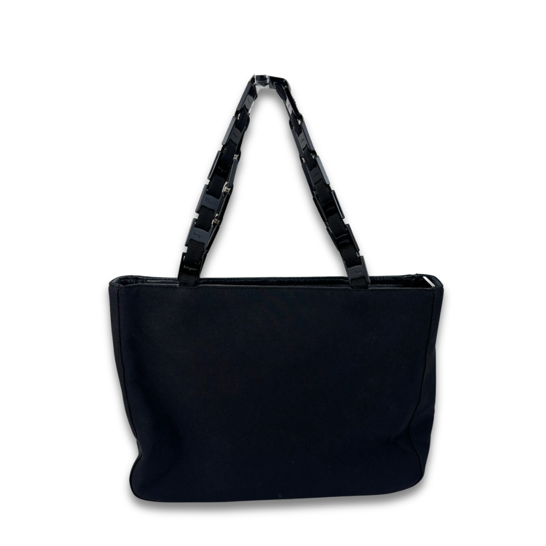Ferragamo Black Chainlink Mini Tote