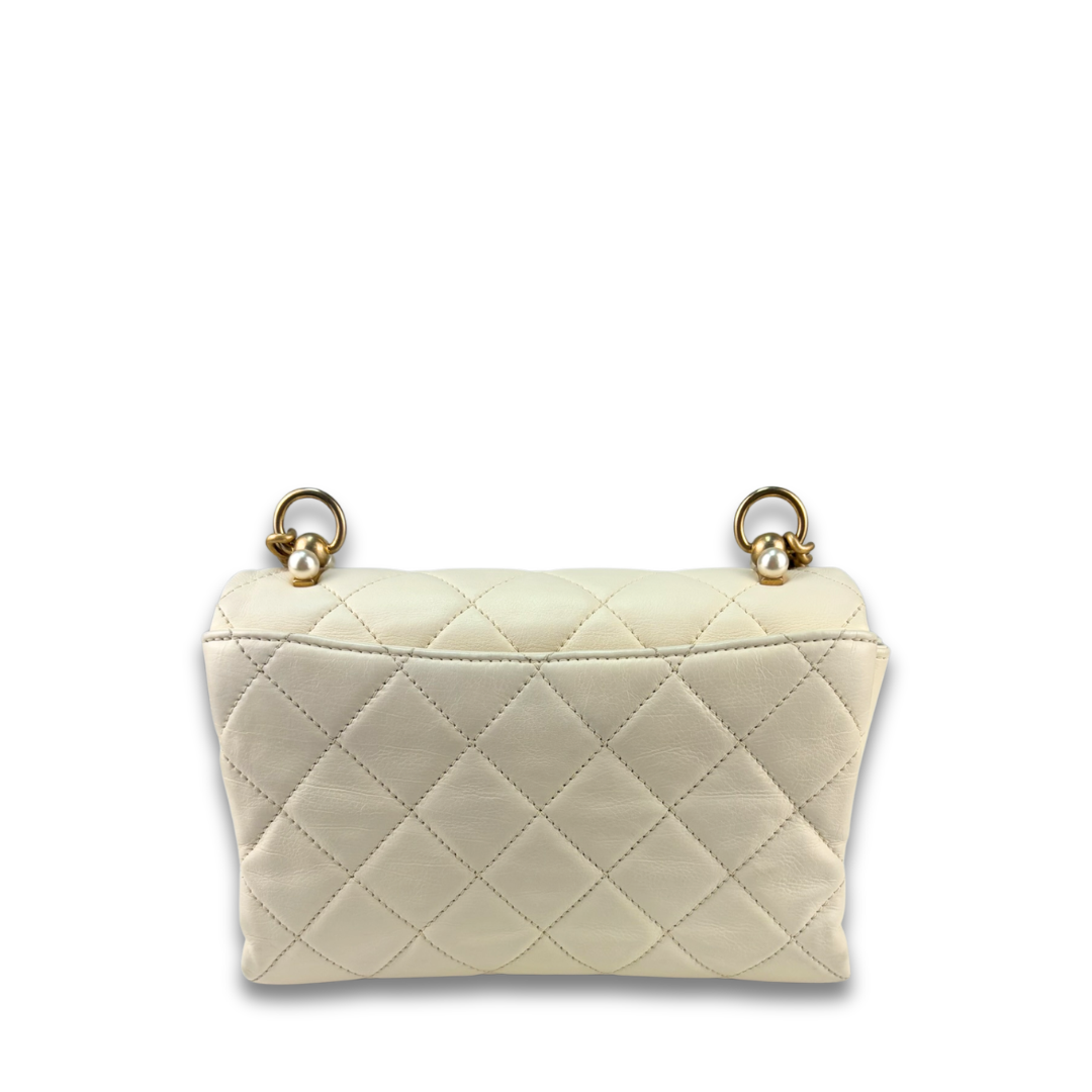 Chanel White Pearl Accordion Flap Bag